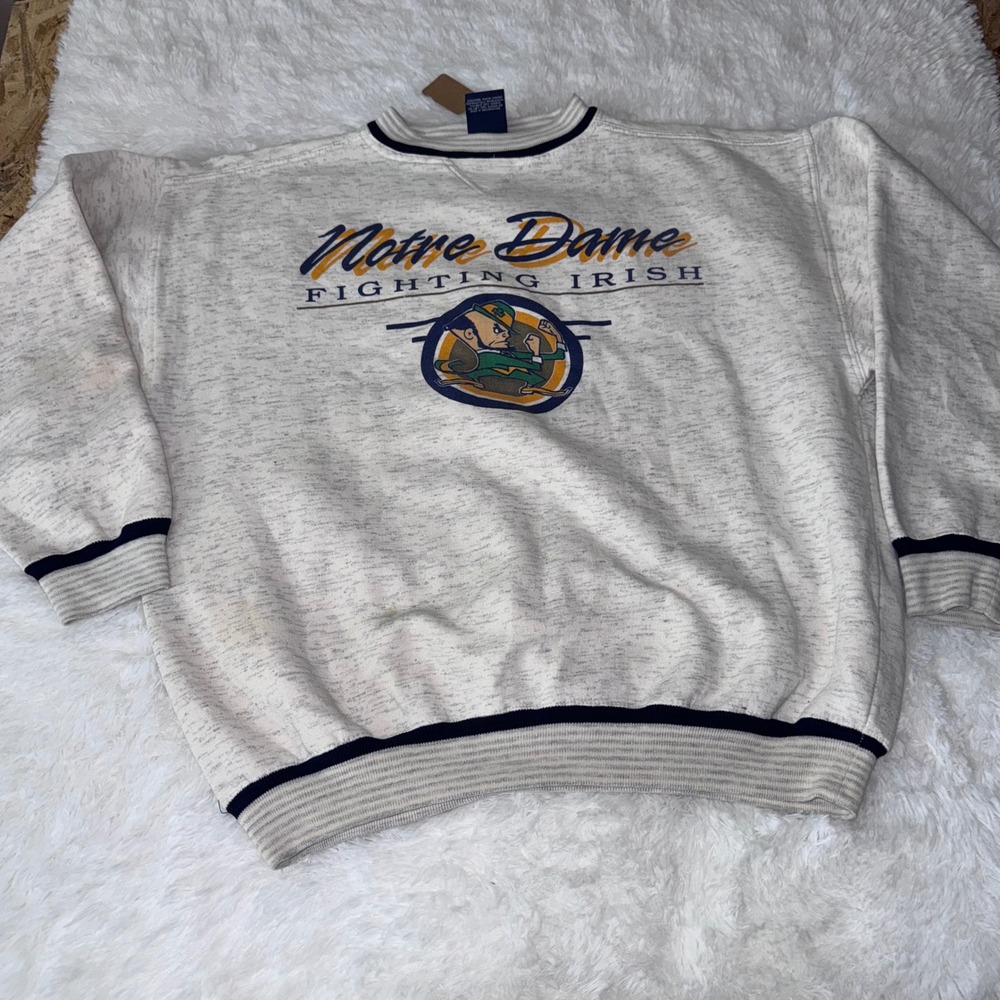 Notre Dame Fighting Irish Vintage Crewneck Sweatshirt Mens XL Spell Out‎ savvy